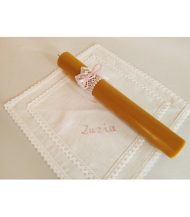 Szatka i gromnica z wosku pszczelego do Chrztu