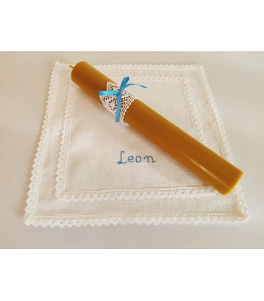 Szatka i gromnica z wosku pszczelego do Chrztu