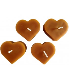Małe świeczki w kształcie serduszek 4 sztuki - Świeczka z wosku pszczelego