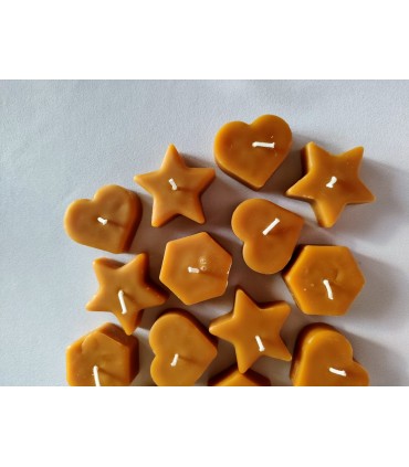 Małe świeczki w kształcie heksanów 4 sztuki - Świeczka z wosku pszczelego