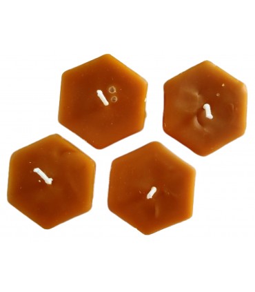 Małe świeczki w kształcie heksanów 4 sztuki - Świeczka z wosku pszczelego