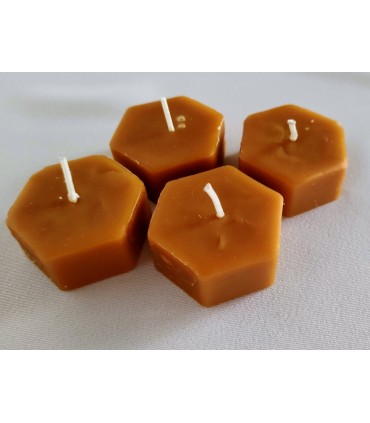 Małe świeczki w kształcie heksanów 4 sztuki - Świeczka z wosku pszczelego