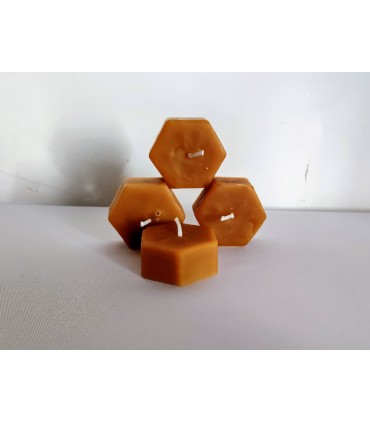 Małe świeczki w kształcie heksanów 4 sztuki - Świeczka z wosku pszczelego