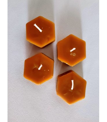 Małe świeczki w kształcie heksanów 4 sztuki - Świeczka z wosku pszczelego