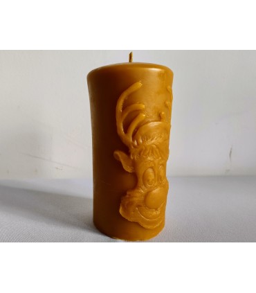 Walec z reniferem 12 cm - świeca z wosku pszczelego