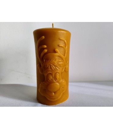 Walec z reniferem 12 cm - świeca z wosku pszczelego