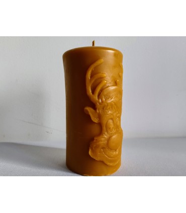 Walec z reniferem 12 cm - świeca z wosku pszczelego