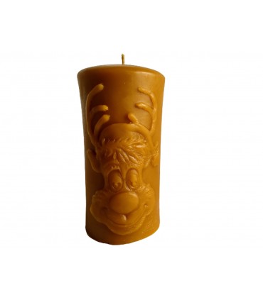 Walec z reniferem 12 cm - świeca z wosku pszczelego