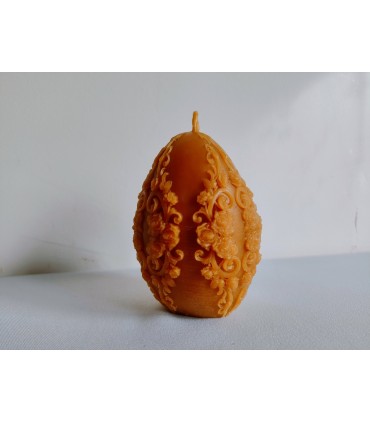 Pisanka 10 cm zdobiona - Świeczka z wosku pszczelego