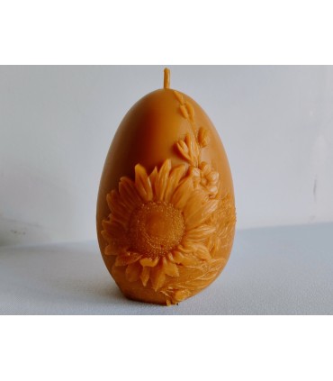 Pisanka 10 cm ze słonecznikiem - Świeczka z wosku pszczelego
