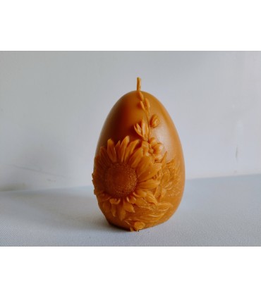 Pisanka 10 cm ze słonecznikiem - Świeczka z wosku pszczelego