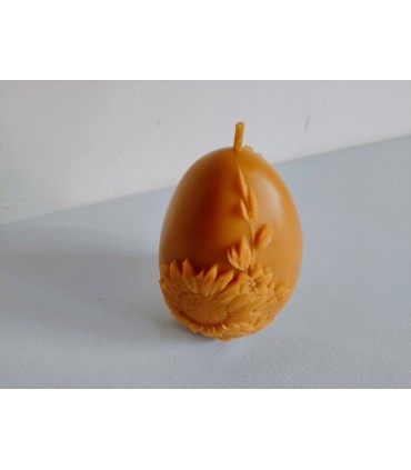 Pisanka 10 cm ze słonecznikiem - Świeczka z wosku pszczelego