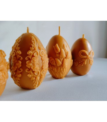 Pisanka 10 cm z kokardą - Świeczka z wosku pszczelego