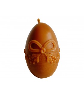 Pisanka 10 cm z kokardą - Świeczka z wosku pszczelego