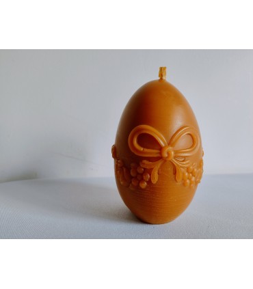 Pisanka 10 cm z kokardą - Świeczka z wosku pszczelego