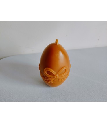 Pisanka 10 cm z kokardą - Świeczka z wosku pszczelego