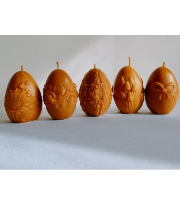 Pisanka 10 cm z tulipanami - Świeczka z wosku pszczelego