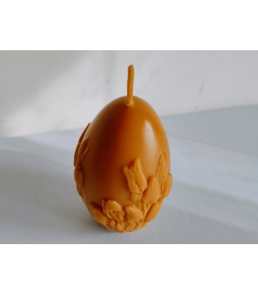 Pisanka 10 cm z tulipanami - Świeczka z wosku pszczelego