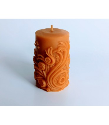 Walec z falą 9,5 cm - Świeca z wosku pszczelego
