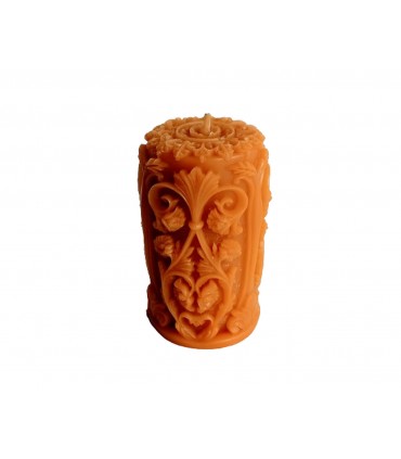 Walec z ornamentem 9,5 cm - Świeca z wosku pszczelego