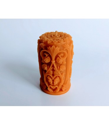 Walec z ornamentem 9,5 cm - Świeca z wosku pszczelego