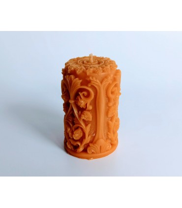 Walec z ornamentem 9,5 cm - Świeca z wosku pszczelego