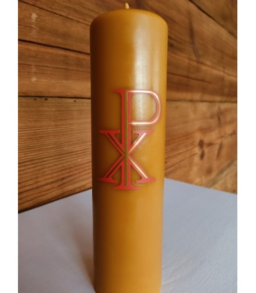 Świeca ołtarzowa z aplikacją PAX 26 \ 6,9 cm - świeca z wosku pszczelego