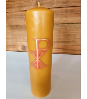 Świeca ołtarzowa z aplikacją PAX 26 \ 6,9 cm - świeca z wosku pszczelego