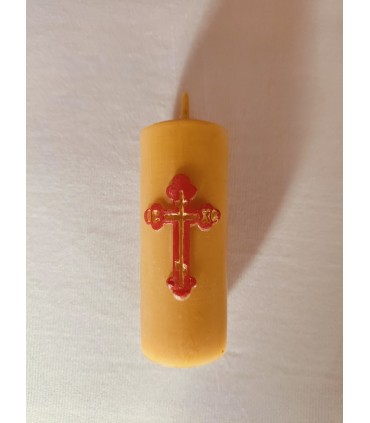 Świeca z wosku pszczelego z motywem prawosławnego krzyża