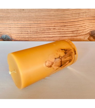 Walec gładki z wizerunkiem Św. Józefa - świeca z wosku pszczelego