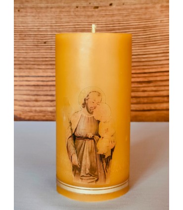 Walec gładki z wizerunkiem Św. Józefa - świeca z wosku pszczelego