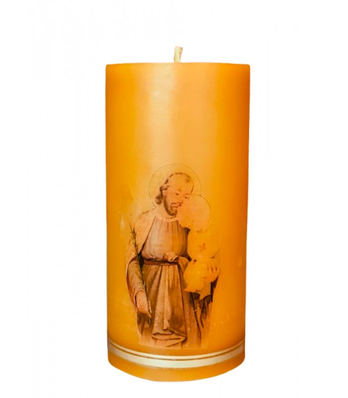 Walec gładki z wizerunkiem Św. Józefa - świeca z wosku pszczelego