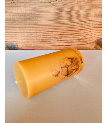 Walec gładki z wizerunkiem Św. Józefa - świeca z wosku pszczelego