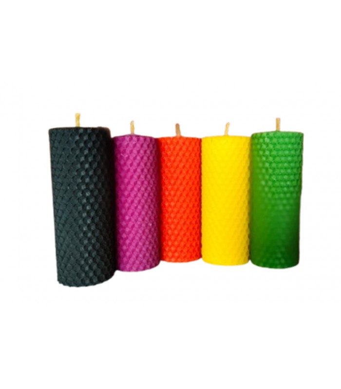 Zestaw świec z kolorowej węzy pszczelej - 5 sztuk świeczek z wosku pszczelego