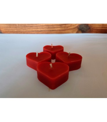 Zestaw 4 świec w kolorze czerwonym - Świeczka z wosku pszczelego