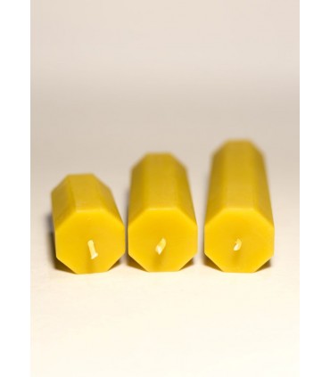 Walce ośmiościany 3 szt - Świeca z wosku pszczelego