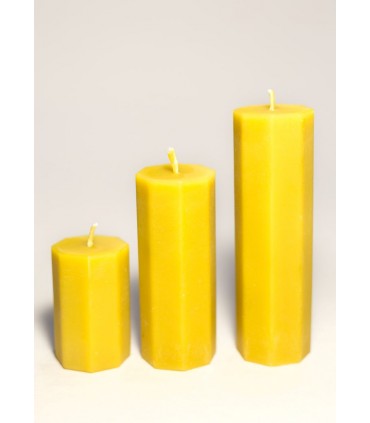 Walce ośmiościany 3 szt - Świeca z wosku pszczelego