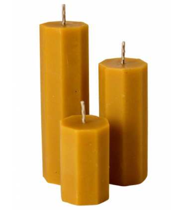 Walce ośmiościany 3 szt - Świeca z wosku pszczelego