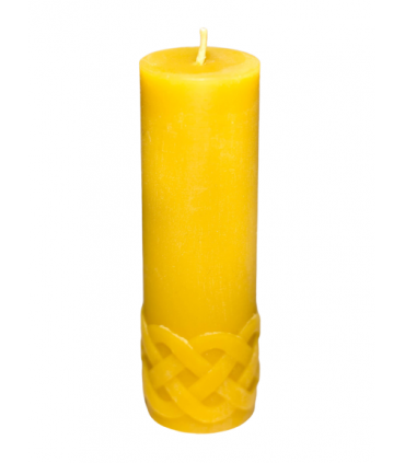 Walec z wzorem plecionki zestaw - świeca z wosku pszczelego