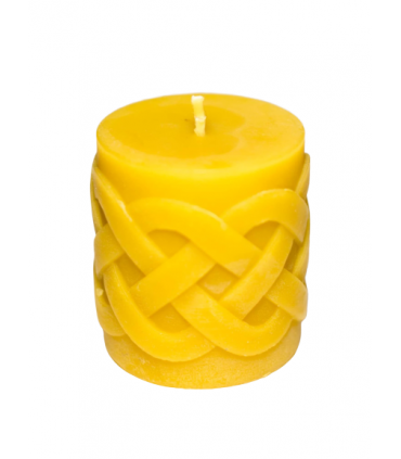 Walec z wzorem plecionki zestaw - świeca z wosku pszczelego