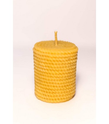 Walec opleciony sznurkiem 7 cm- Świeca z wosku pszczelego
