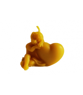 Dziecko z serduszkiem 4 cm  - Świeczka z wosku pszczelego