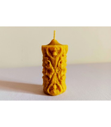 Walec z grawerem 9 cm - świeca z wosku pszczelego
