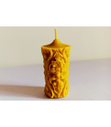 Walec z grawerem 9 cm - świeca z wosku pszczelego