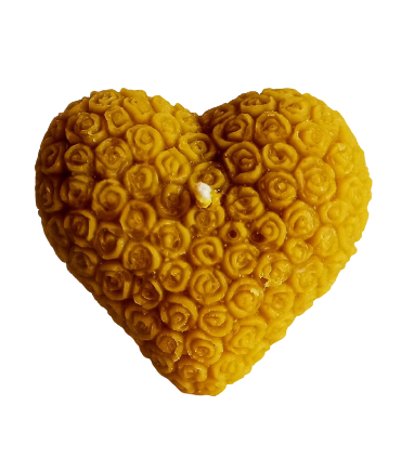 Serce z różyczkami - Świeczka z wosku pszczelego