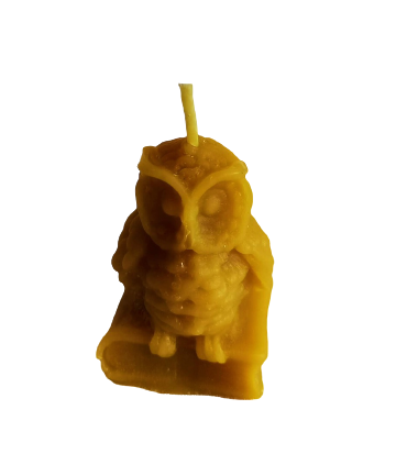 Sowa na książce 5,5 cm - Świeczka z wosku pszczelego