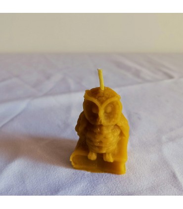 Sowa na książce 5,5 cm - Świeczka z wosku pszczelego