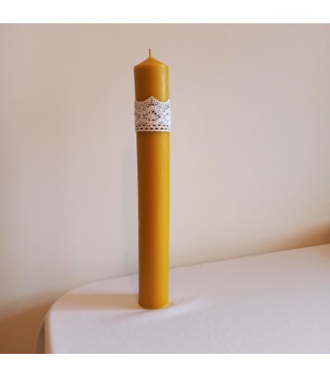 Gromnica z koronkową ozdobą 36 cm - Świeca z wosku pszczelego