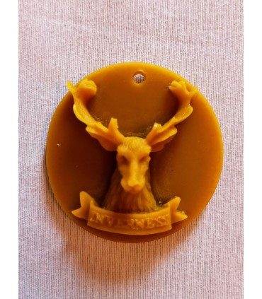 Renifer na stemplu - Zawieszka na choinkę z wosku pszczelego