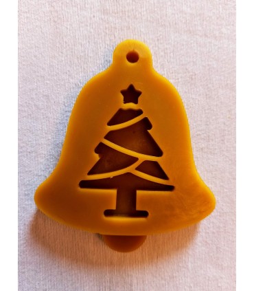 Dzwoneczek z choinką - Zawieszka na choinkę z wosku pszczelego